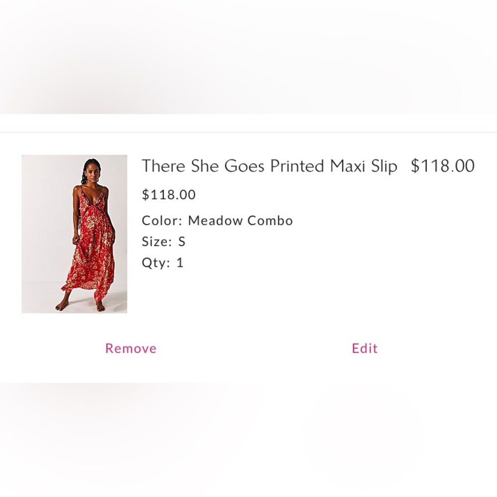Free People There She Goes Printed Maxi Slip, Meadow Combo, Size Small
